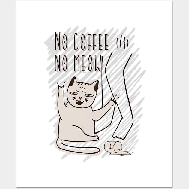 No Coffee No Meow for Coffee Addicts Wall Art by Nutrignz